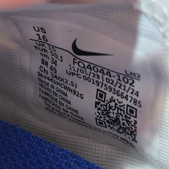 Nike Vapor Edge Pro 360 2 TB Football Cleats White Blue FQ4044-102 Men's Size 16 - Picture 7 of 7